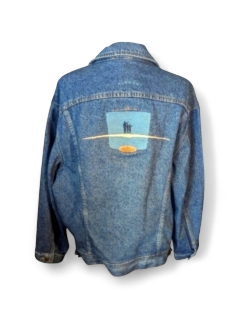 Vtg 80's Lee Riders rare Denim Truckers Jacket Hunting Back Patch Unisex Sz L